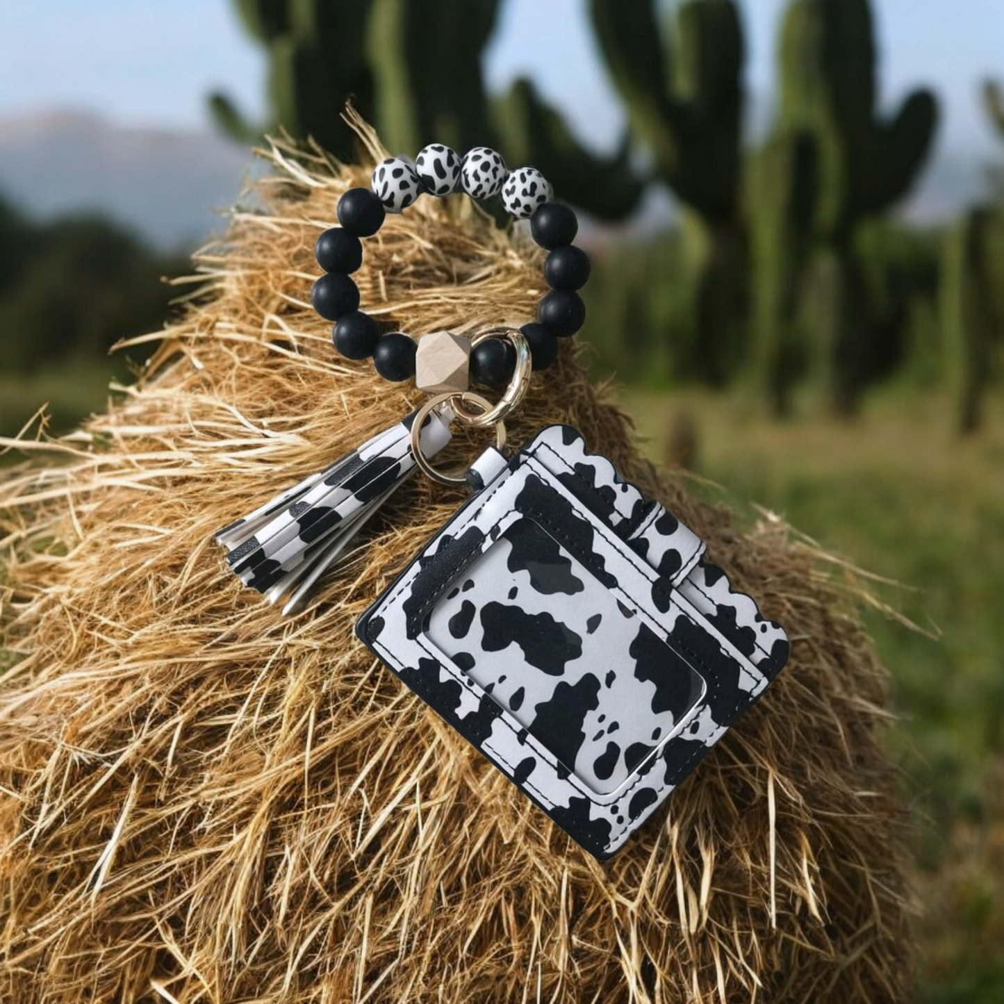 Wristlet Keychain with Silicone Beaded Bracelet Wallet