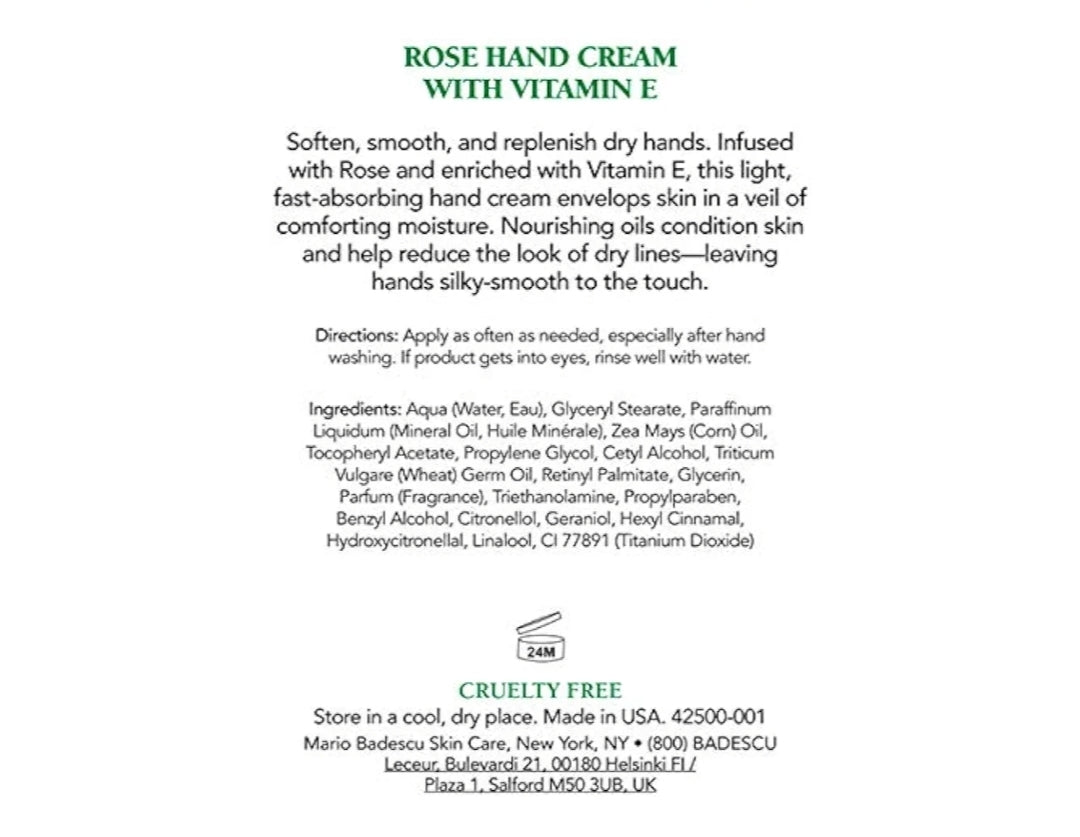 Mario Badedcu Rose Hand Cream with Vitamin E