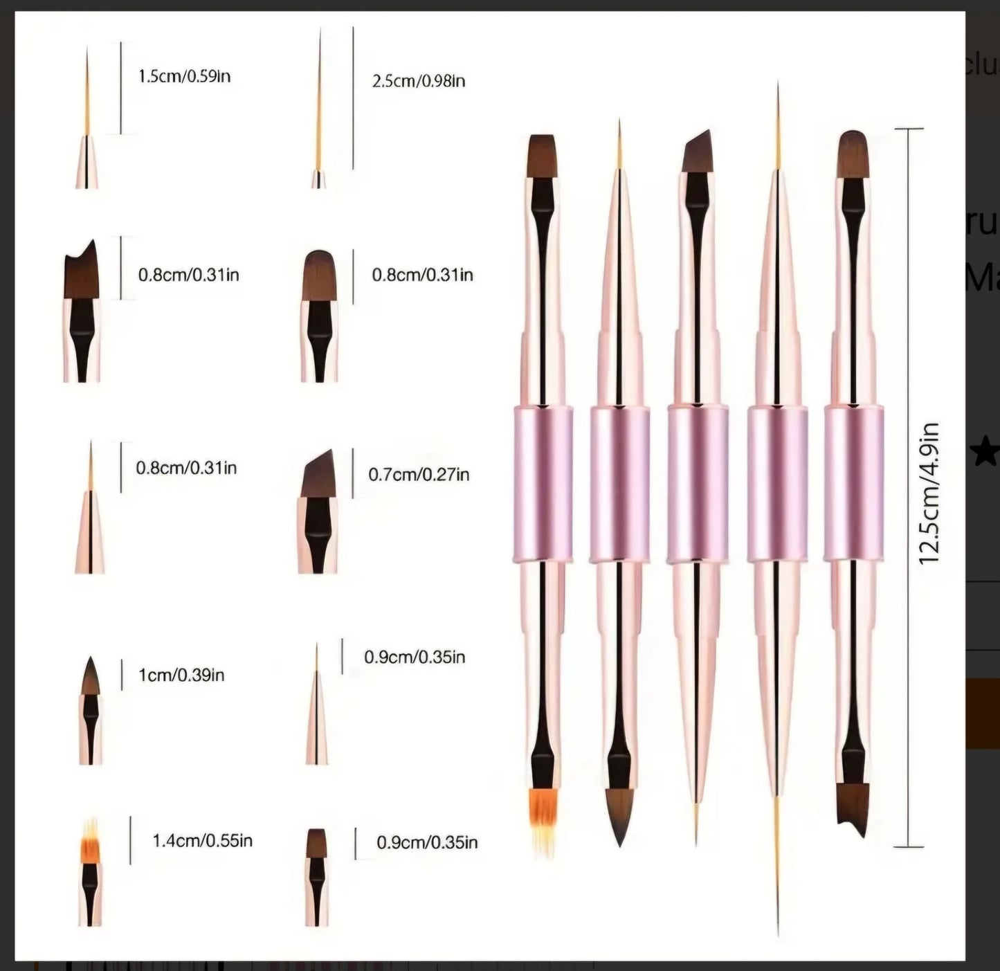 5 Double-Ended Liner Brushes/ Art Brush