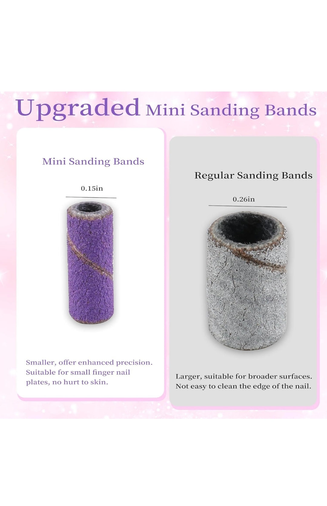 3mm Professional Small Sanding Bands 100 Pcs & 2Pcs Small Mandrel Bit Set for Nail Drill, Upgrade Design 3mm Nail File for Manicures and Pedicure with Stainless Steel Shaft (#240)