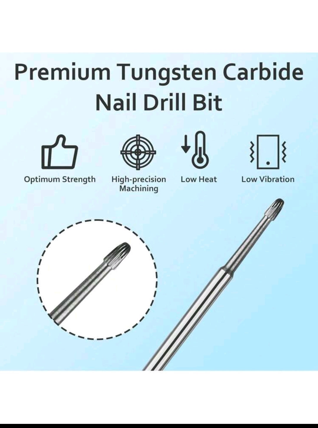 1pc Tungsten Steel Nail Drill Bit For Professional Removal Of Nail Edges, Keratin, Dead Skin, Cuticles And Calluses Wg28