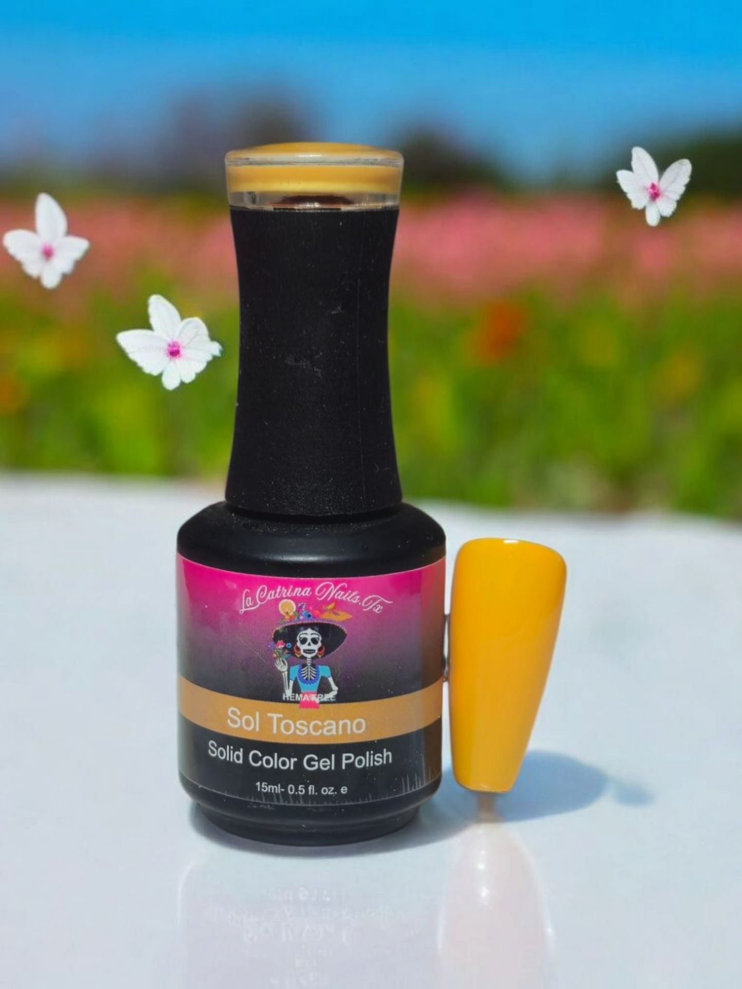 Complete collection of La Catrina Nails.Tx HEMA-free Polishes