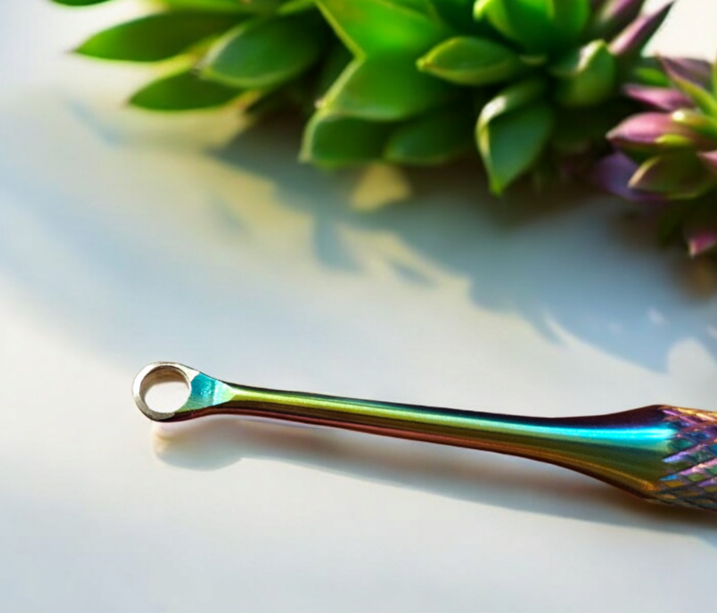 Dual ended cuticle remover and pusher. Slanted and loop