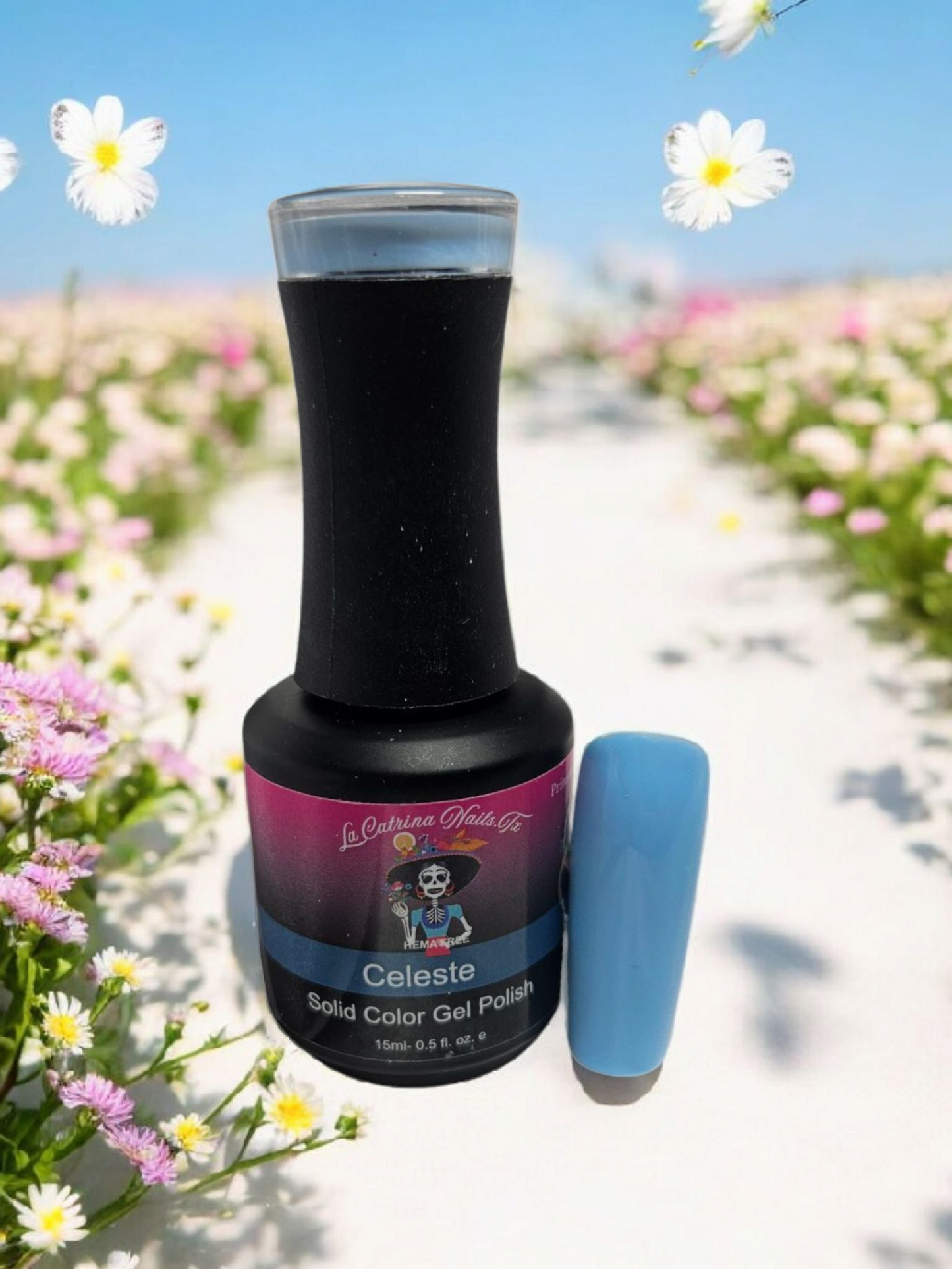 Complete collection of La Catrina Nails.Tx HEMA-free Polishes