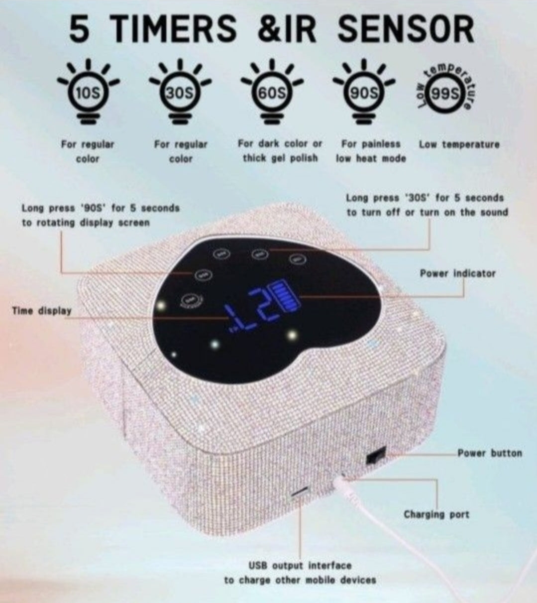 Large Stone Rechargeable Cordless UV.LED Lamp