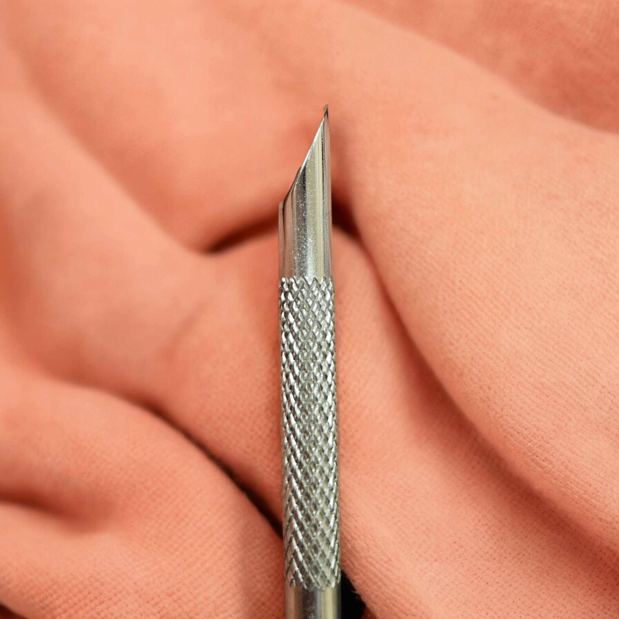 Dual ended cuticle remover and pusher. Slanted and loop