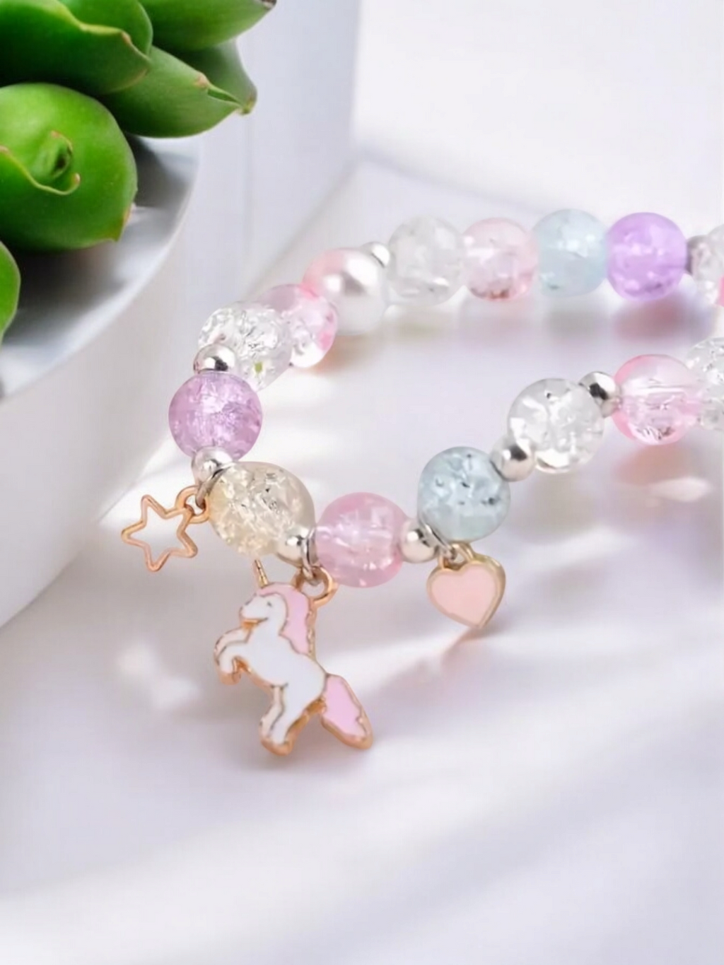 Pulsera de la amistad con cuentas de palomitas de maíz ~ Unicornio