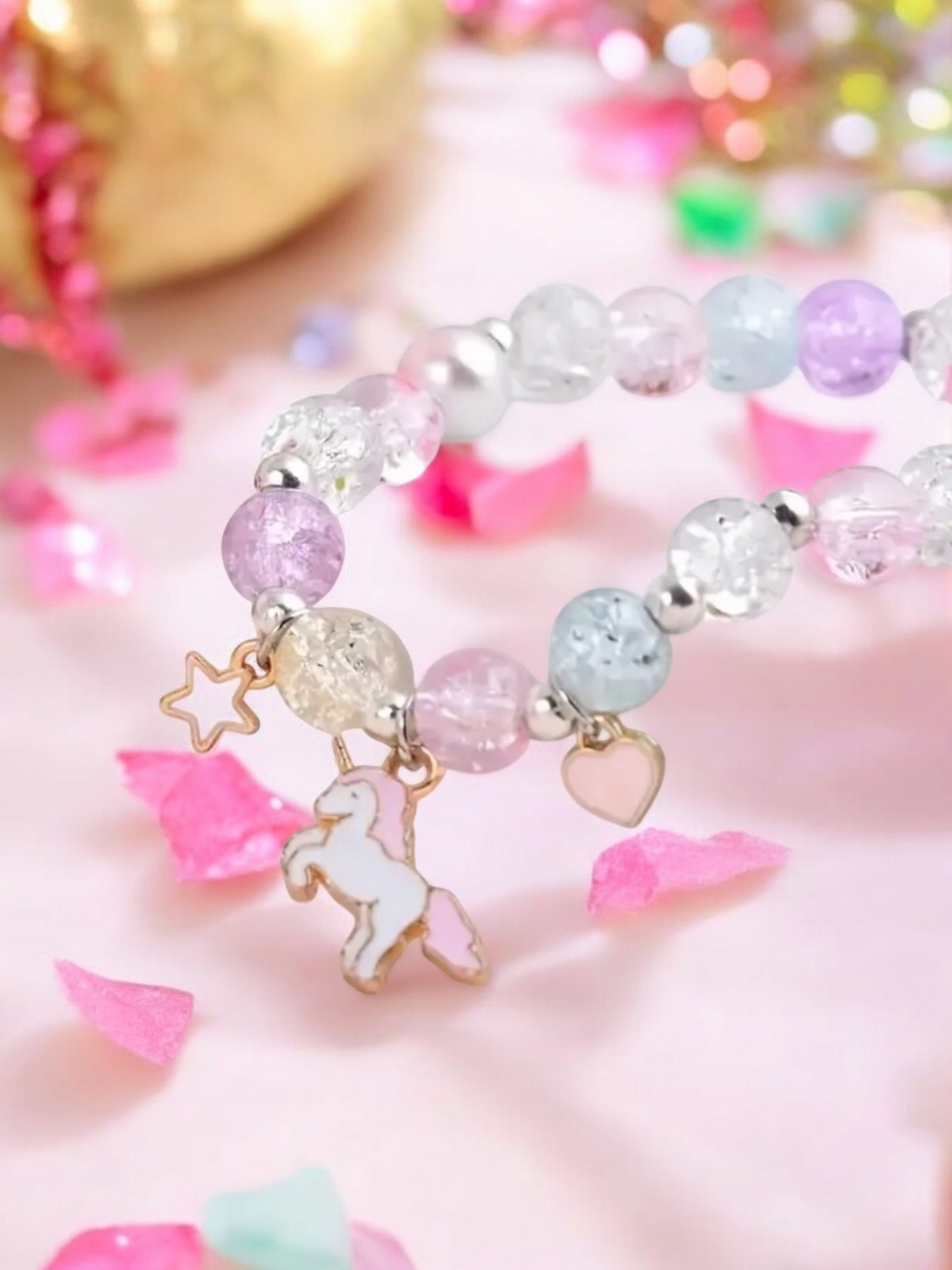 Pulsera de la amistad con cuentas de palomitas de maíz ~ Unicornio