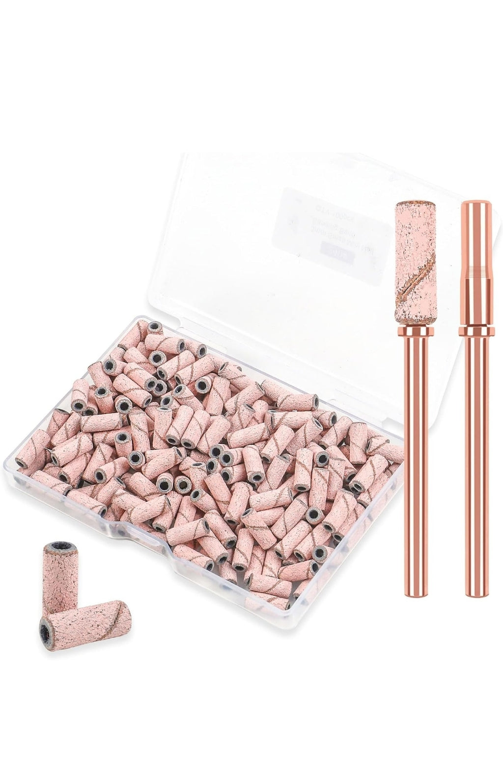 Juego de 100 bandas de lijado pequeñas de 3 mm y 2 brocas de mandril pequeñas para taladro de uñas profesional, lima de uñas de 3 mm con diseño mejorado para manicura y pedicura con eje de acero inoxidable (n.° 180)