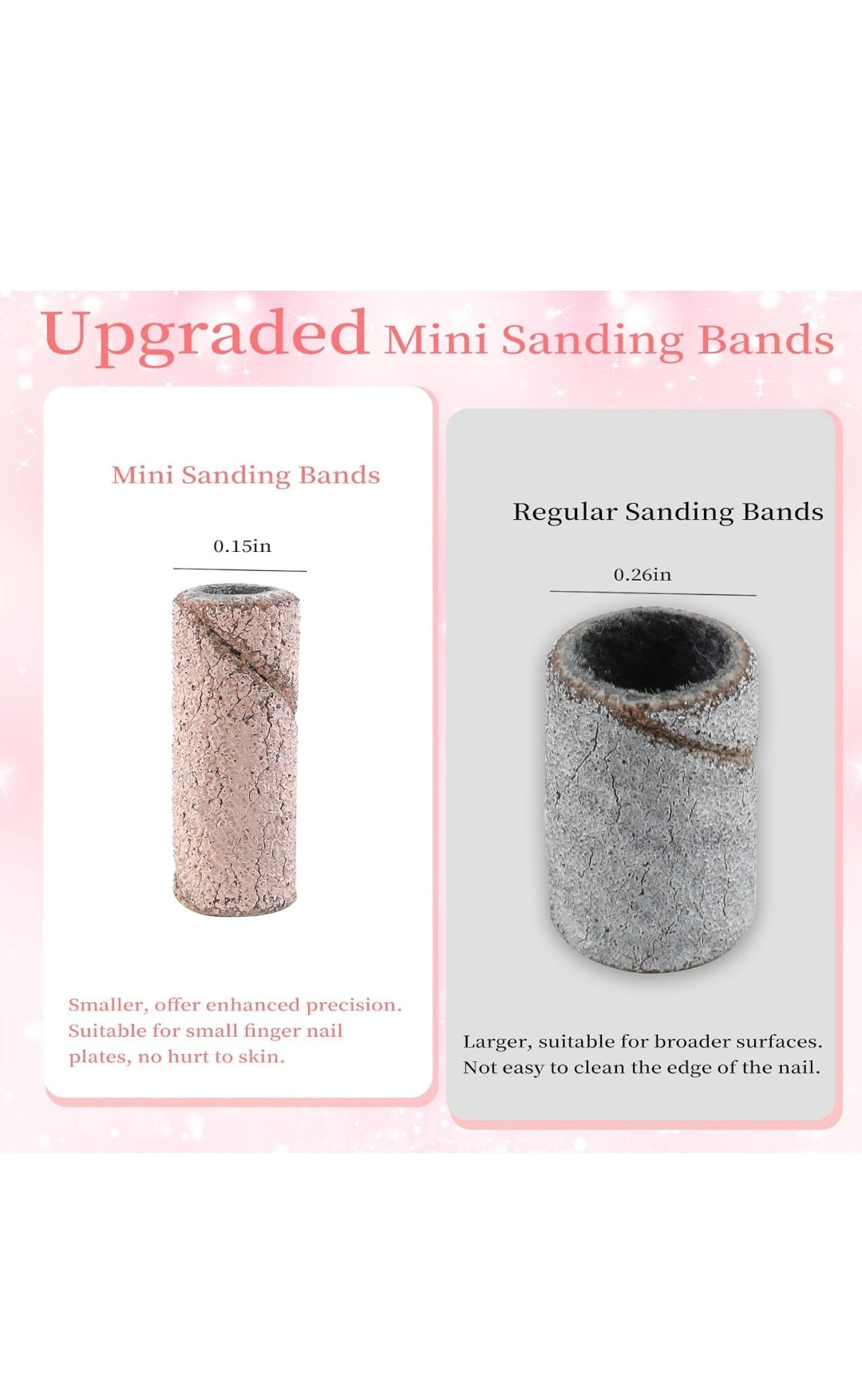 3mm Small Sanding Bands 100 Pcs & 1Pc Small Mandrel Bit Set for Nail Drill Professional, Upgrade Design 3mm Nail File for Manicures and Pedicure with Stainless Steel Shaft (#180)