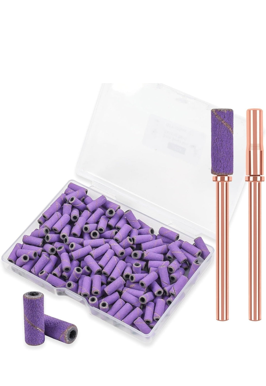 3mm Professional Small Sanding Bands 100 Pcs & 2Pcs Small Mandrel Bit Set for Nail Drill, Upgrade Design 3mm Nail File for Manicures and Pedicure with Stainless Steel Shaft (#240)