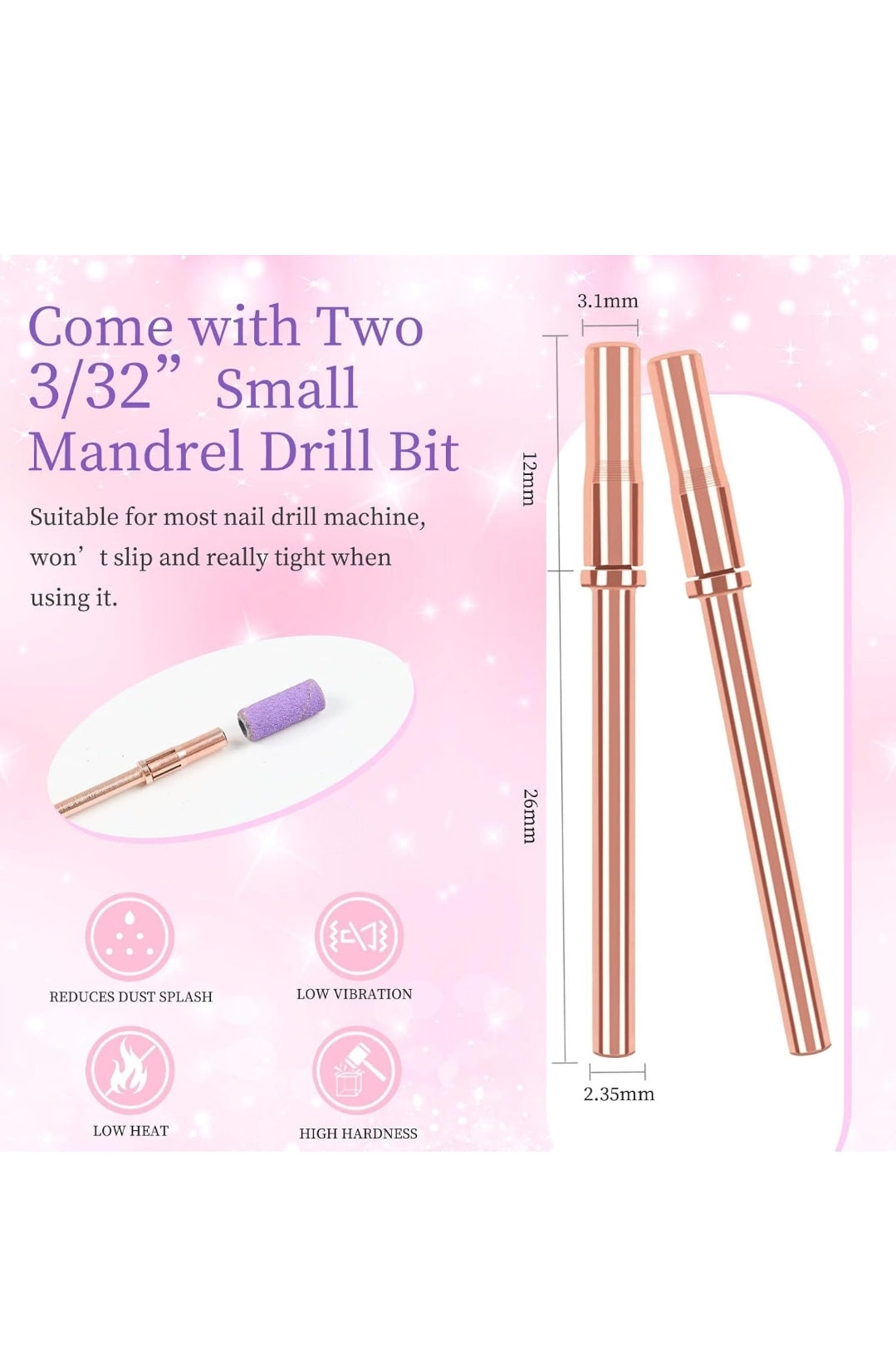 3mm Professional Small Sanding Bands 100 Pcs & 2Pcs Small Mandrel Bit Set for Nail Drill, Upgrade Design 3mm Nail File for Manicures and Pedicure with Stainless Steel Shaft (#240)