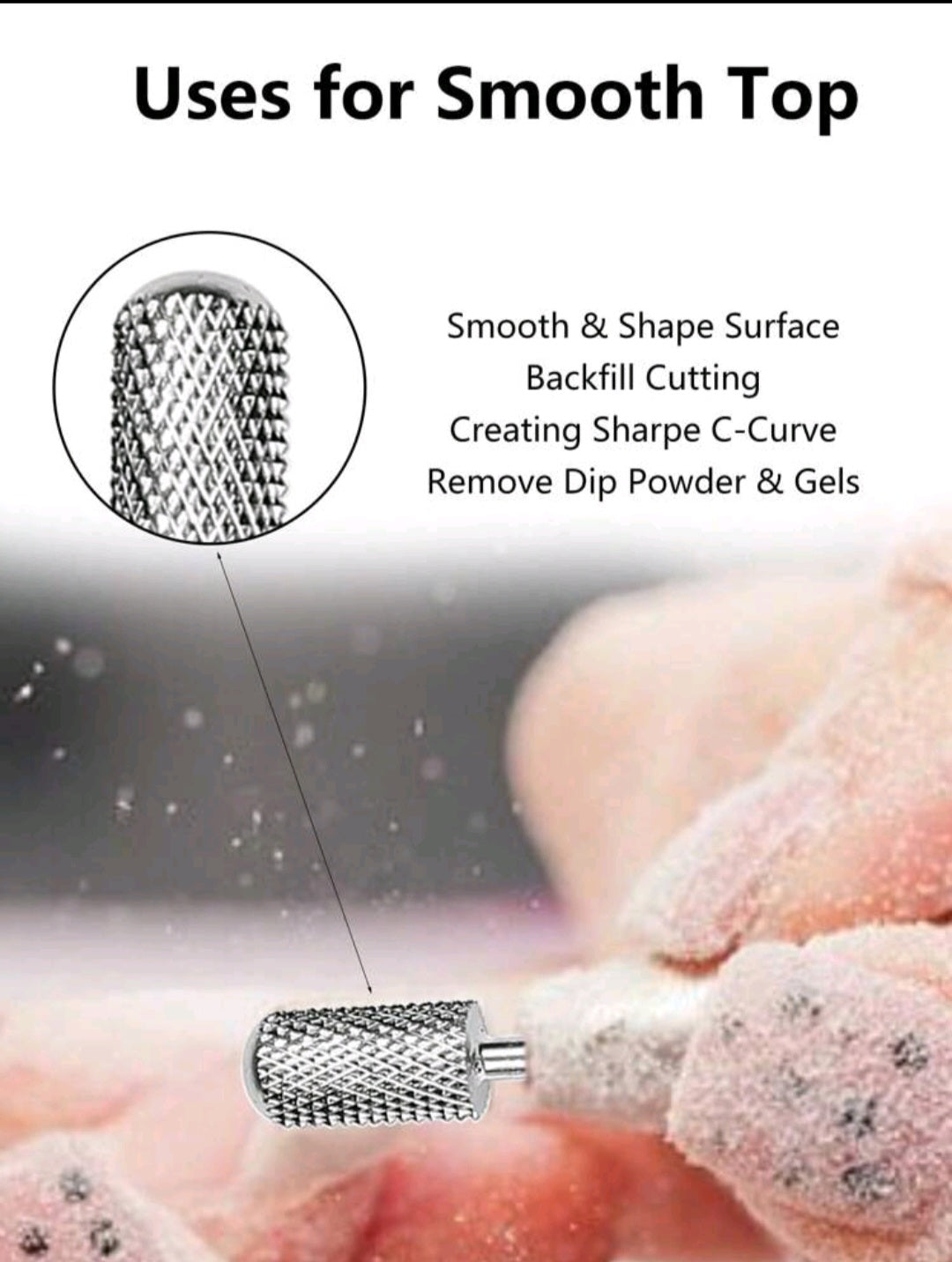 2Pc Round Top Barrel Safety Nail Drill Bits 2XC and Medium Grit for Acrylic/Polygel Shaping and Removal