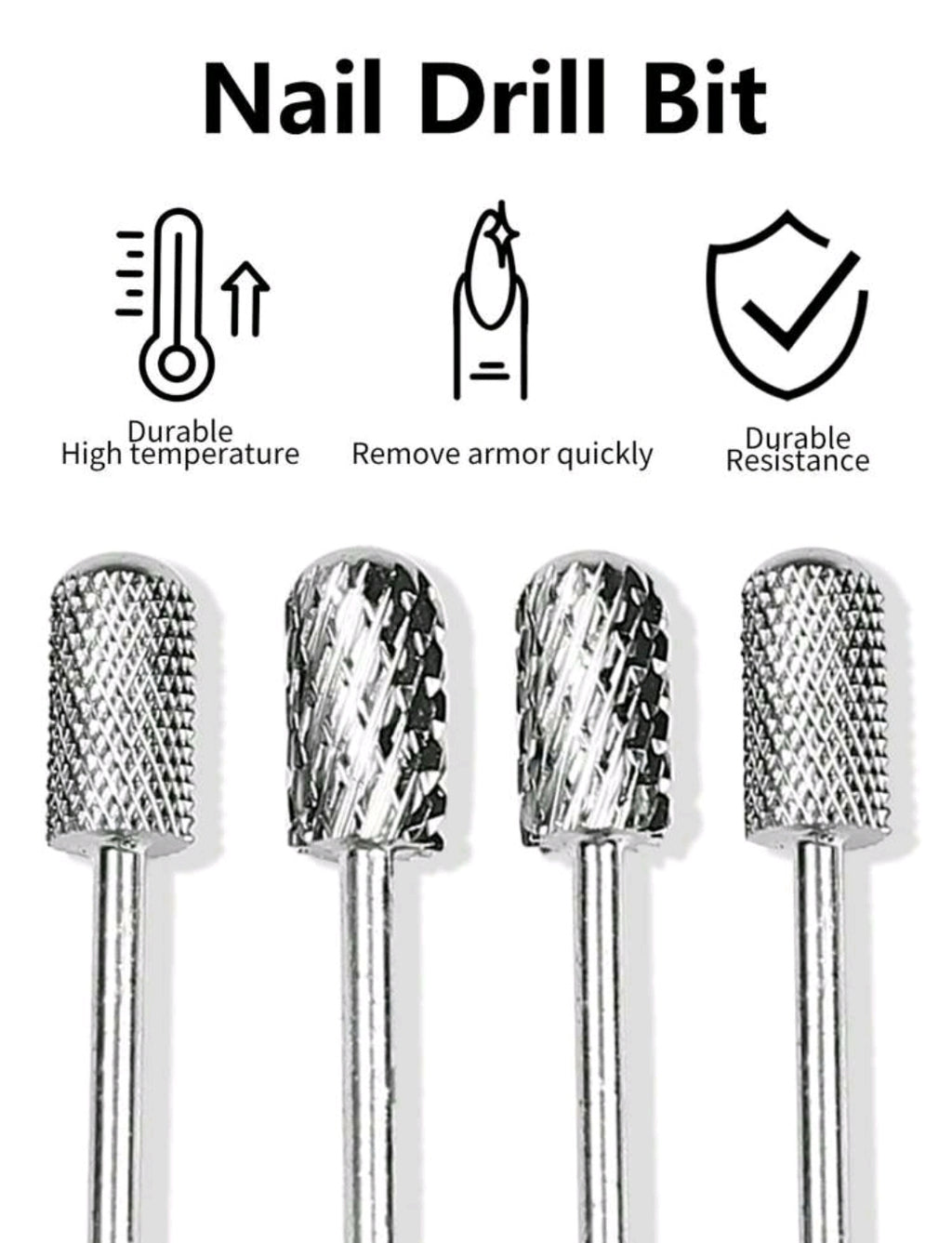 2Pc Round Top Barrel Safety Nail Drill Bits 2XC and Medium Grit for Acrylic/Polygel Shaping and Removal