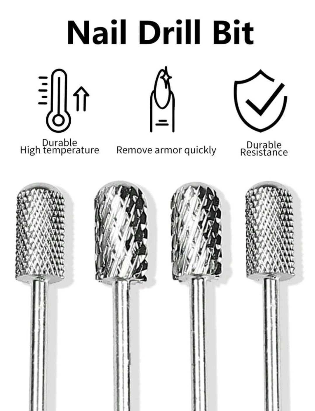2Pc Round Top Barrel Safety Nail Drill Bits 2XC and Medium Grit for Acrylic/Polygel Shaping and Removal