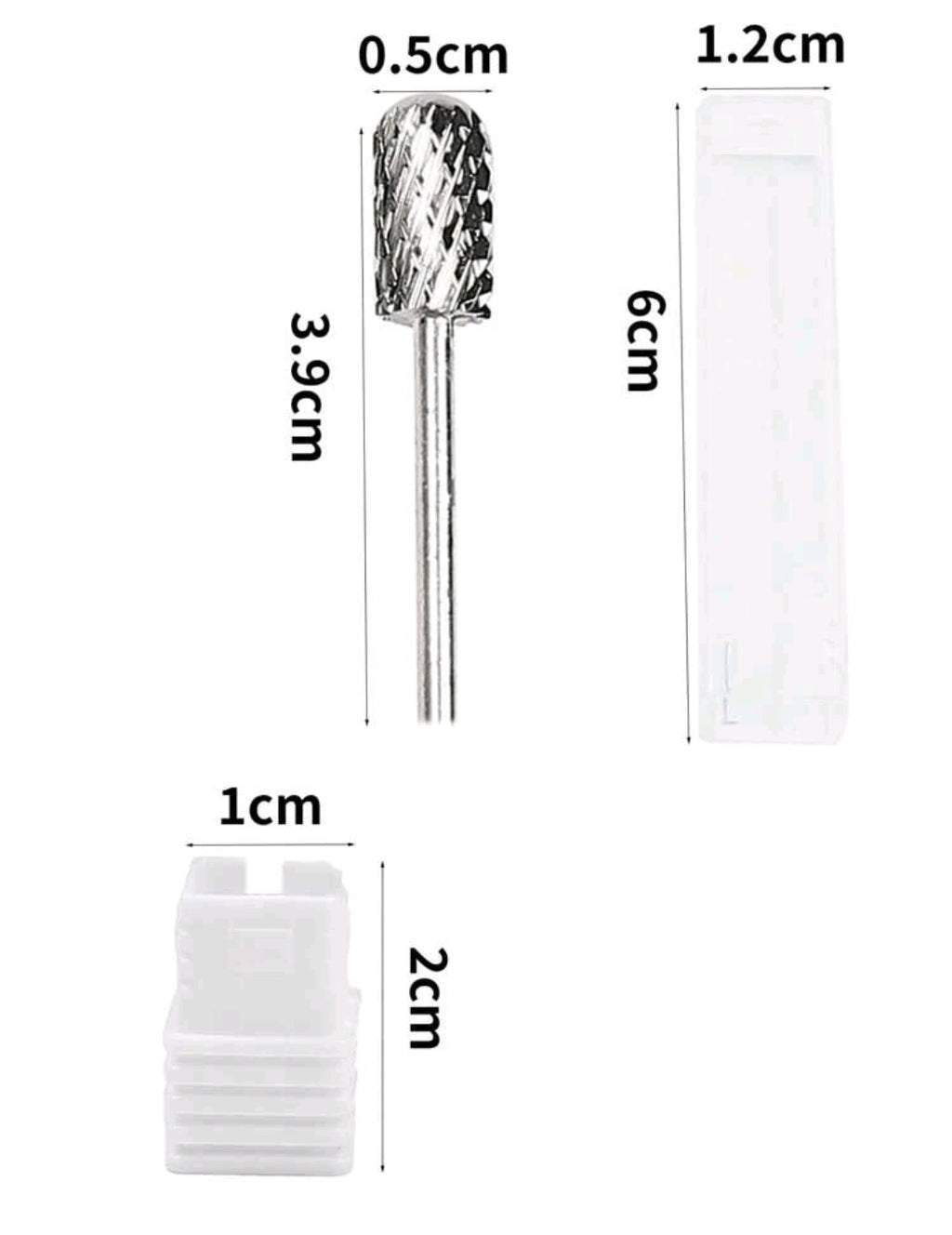 2Pc Round Top Barrel Safety Nail Drill Bits 2XC and Medium Grit for Acrylic/Polygel Shaping and Removal