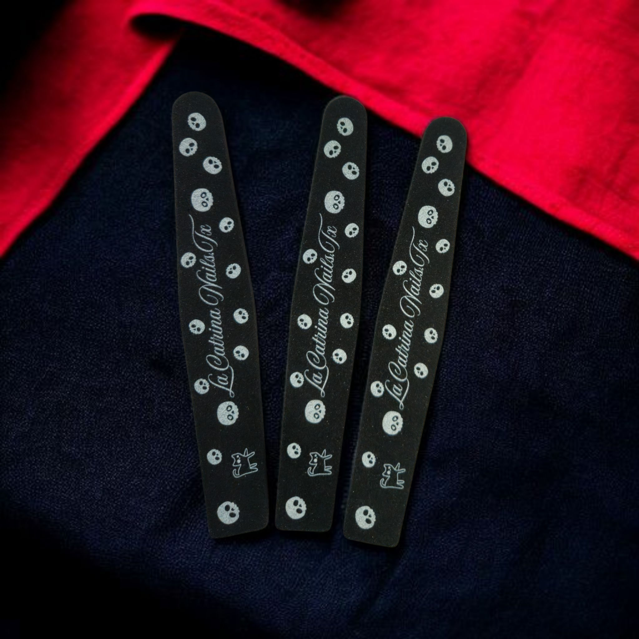 3 Black La Catrina Nails.TX Nail Files
