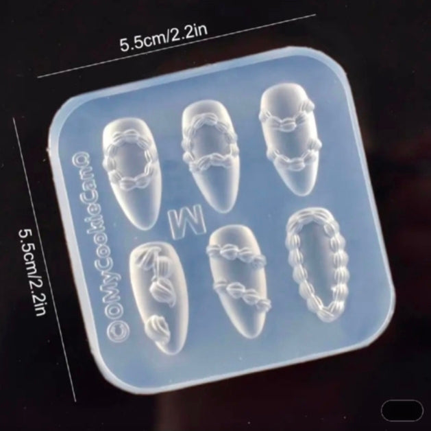 2pcs Silicone Nail Molds | 3D Cake Cream Nail Art Mold with Carving Pen