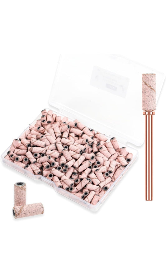 3mm Small Sanding Bands 100 Pcs & 1Pc Small Mandrel Bit Set for Nail Drill Professional, Upgrade Design 3mm Nail File for Manicures and Pedicure with Stainless Steel Shaft (#180)