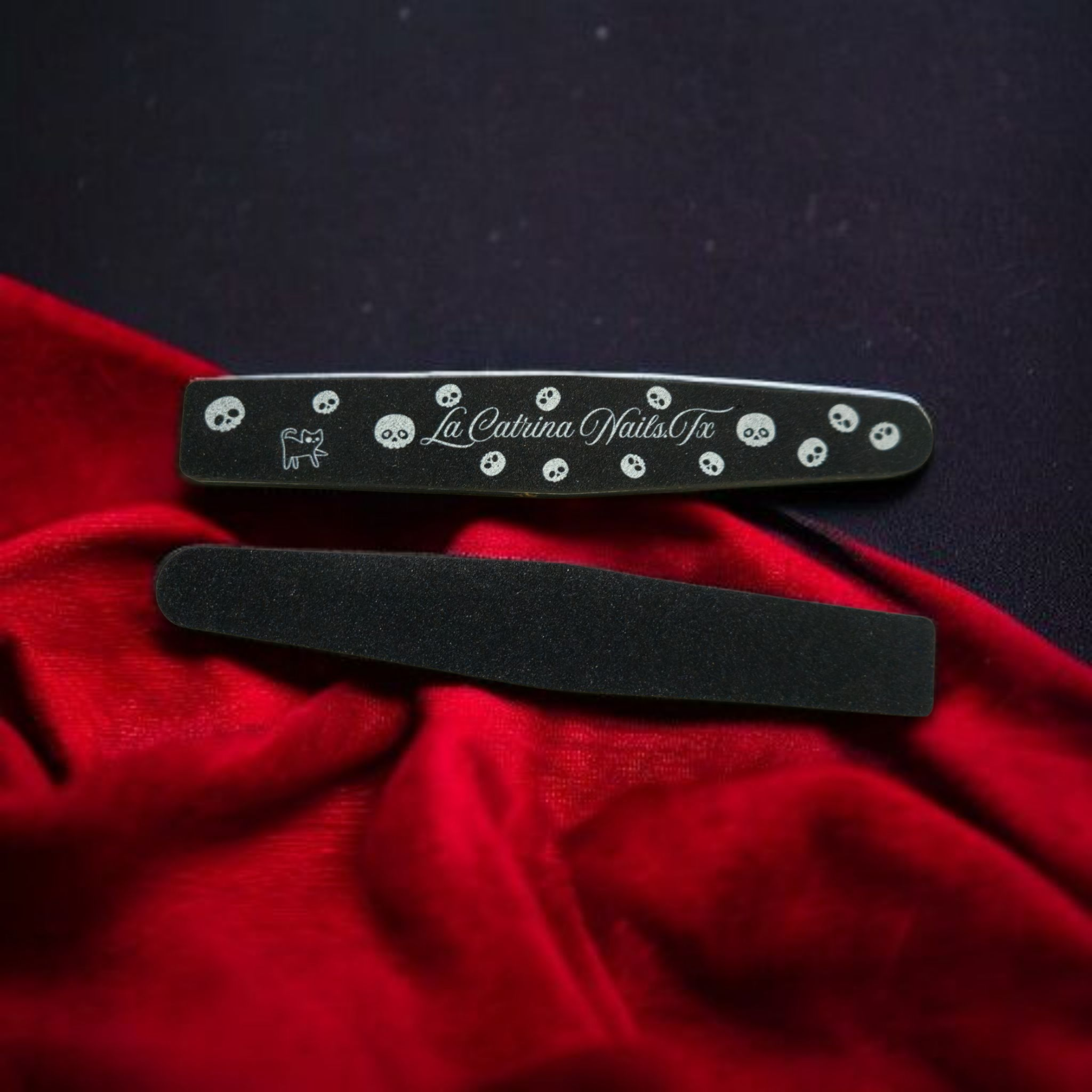 3 Black La Catrina Nails.TX Nail Files