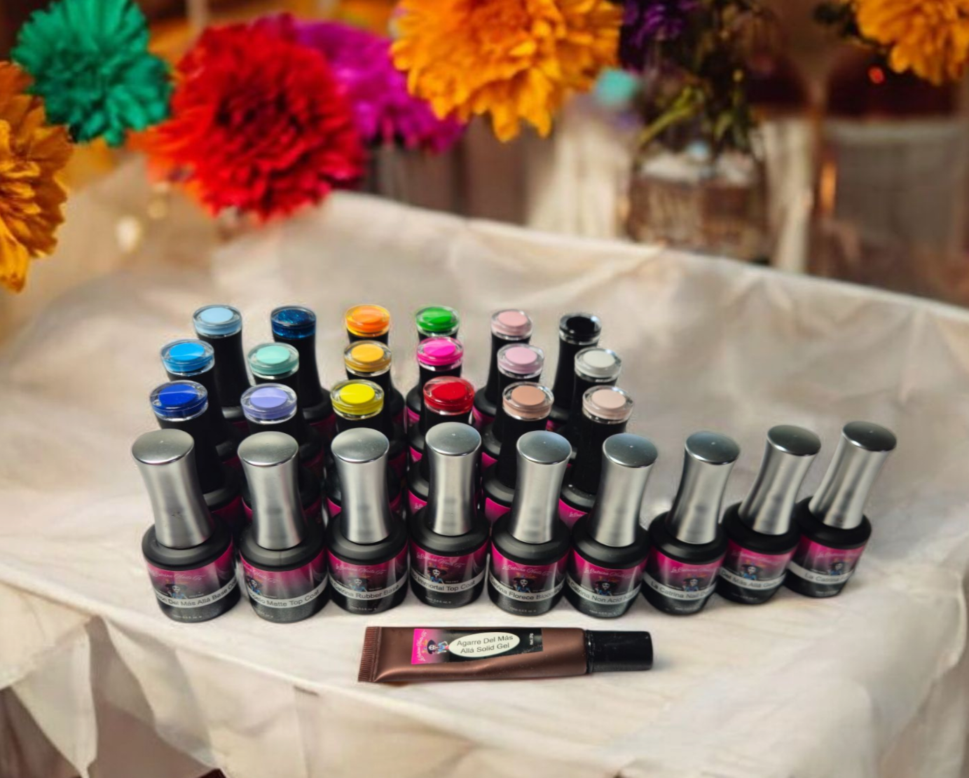 Complete collection of La Catrina Nails.Tx HEMA-free Polishes