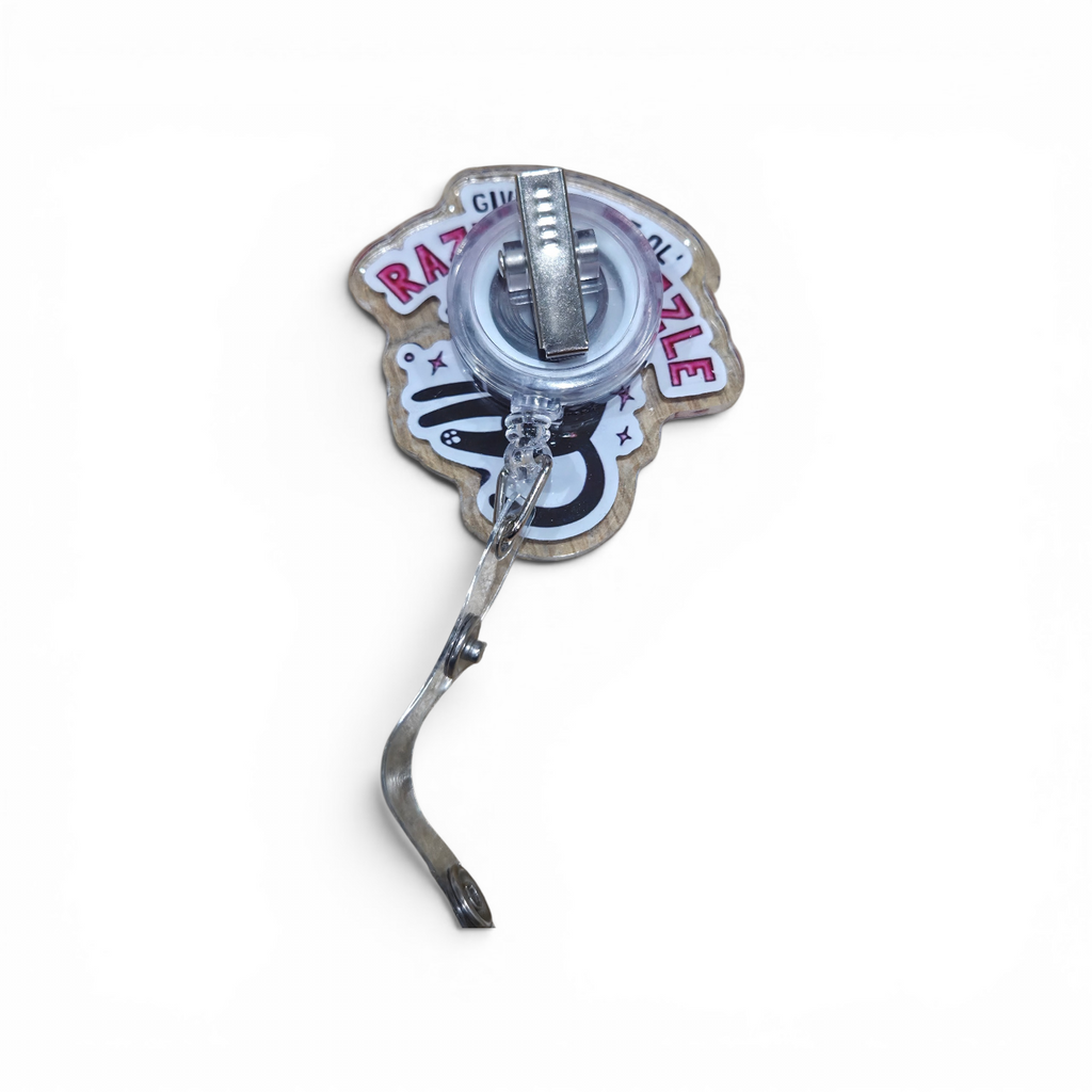 Acrylic Badge Reel: Retractable ID holder. Alligator Clip