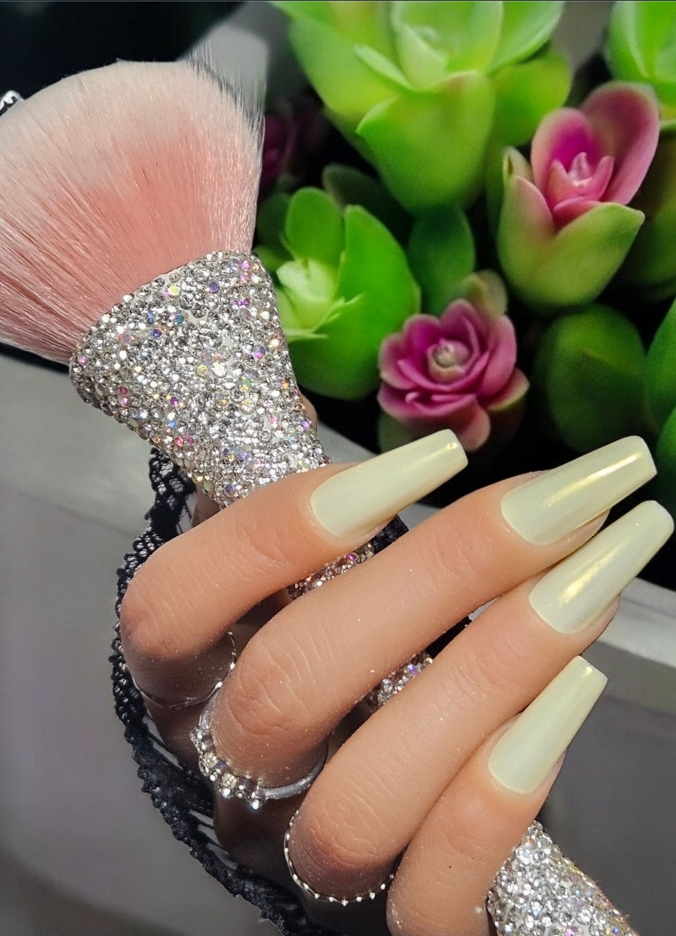 Pincel para polvo de uñas con diamantes de imitación/pincel de maquillaje