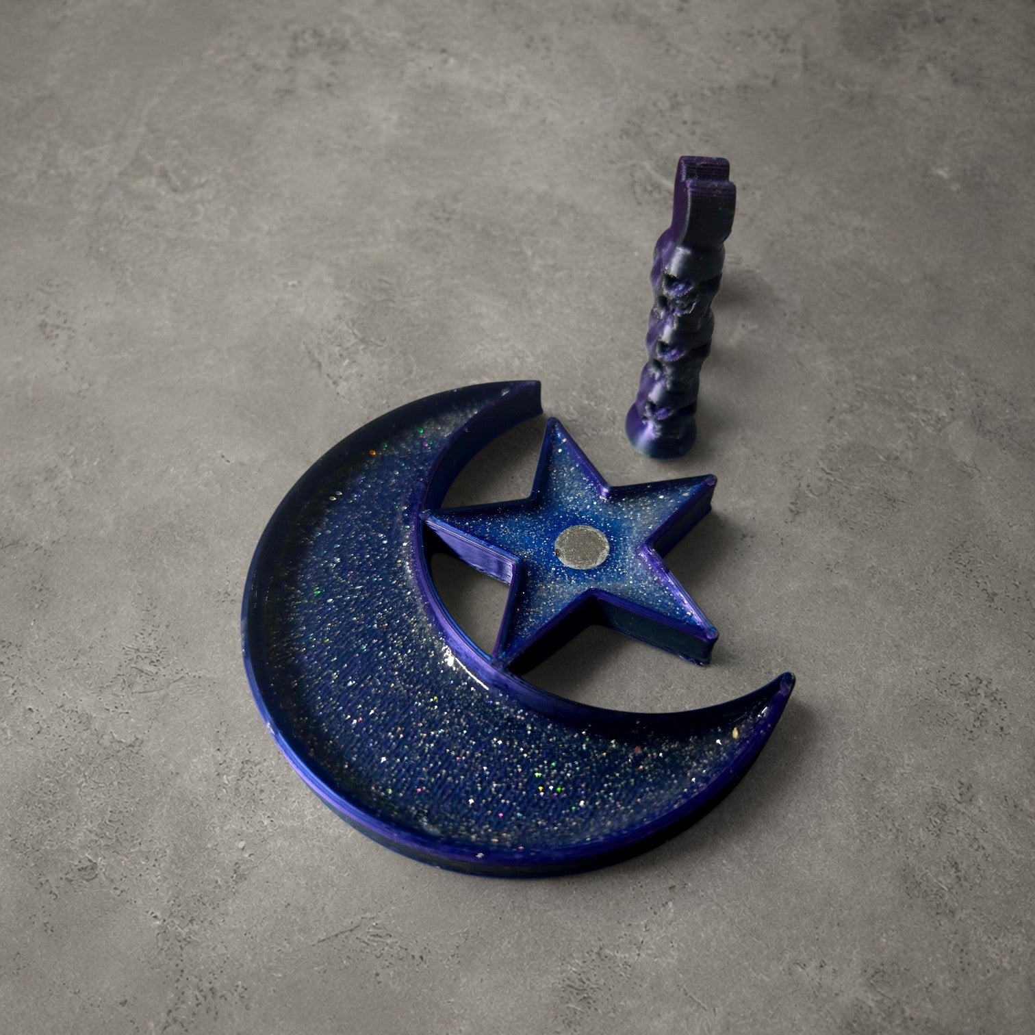 Crescent Moon and Star Trinket Tray/ Nail Stand