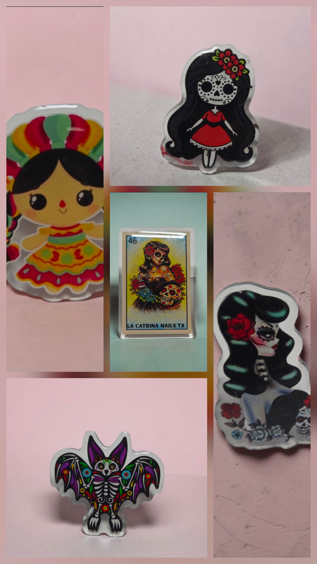 Acrylic Nail Stands 5 Total ~ Epoxy on one side