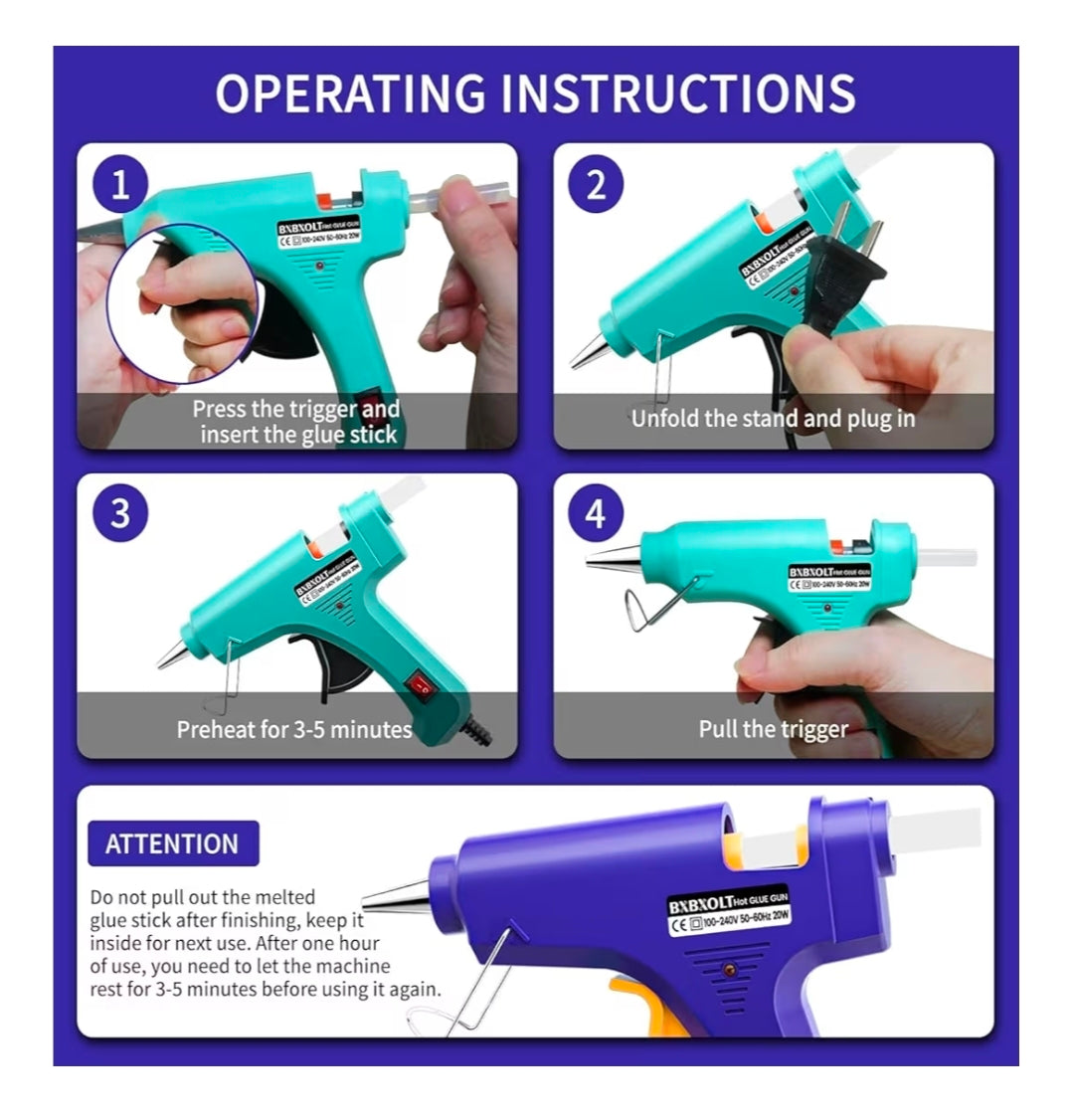 Mini Hot Glue Gun with 10 Glue Sticks