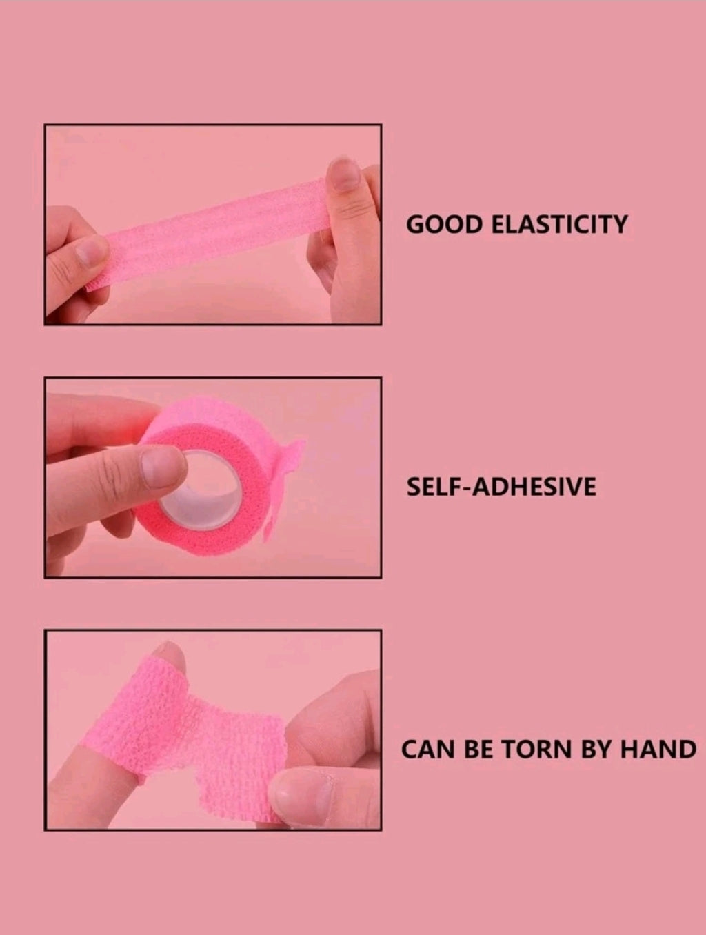 6pk Self Adhesive Bandages Pink Or Black