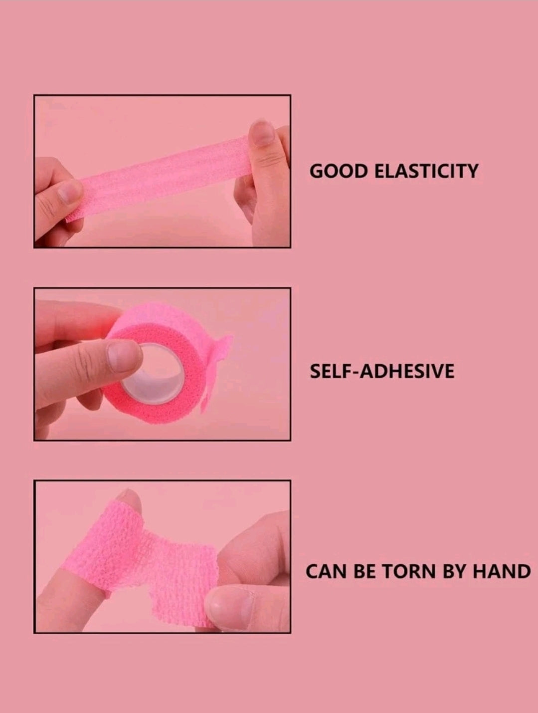 6pk Self Adhesive Bandages Pink Or Black