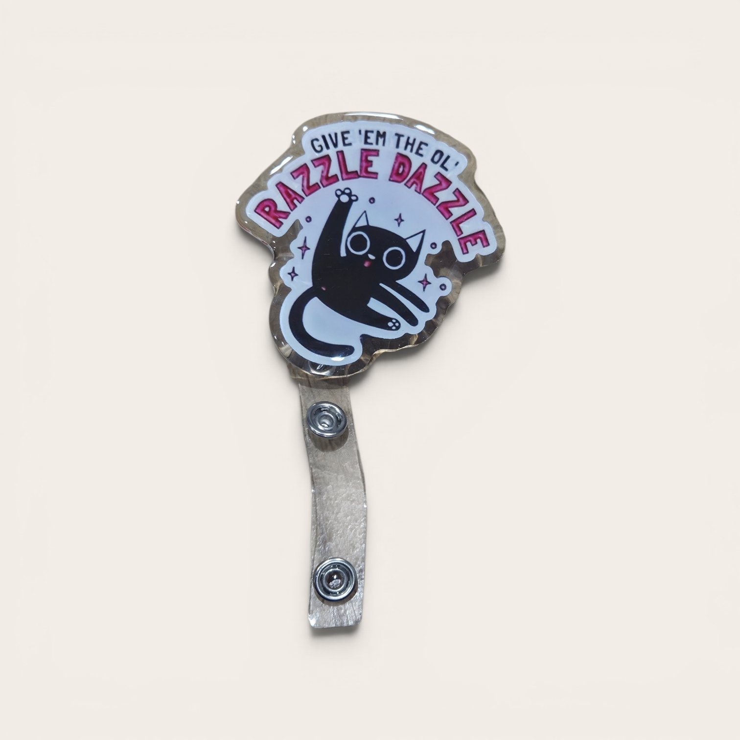 Acrylic Badge Reel: Retractable ID holder. Alligator Clip