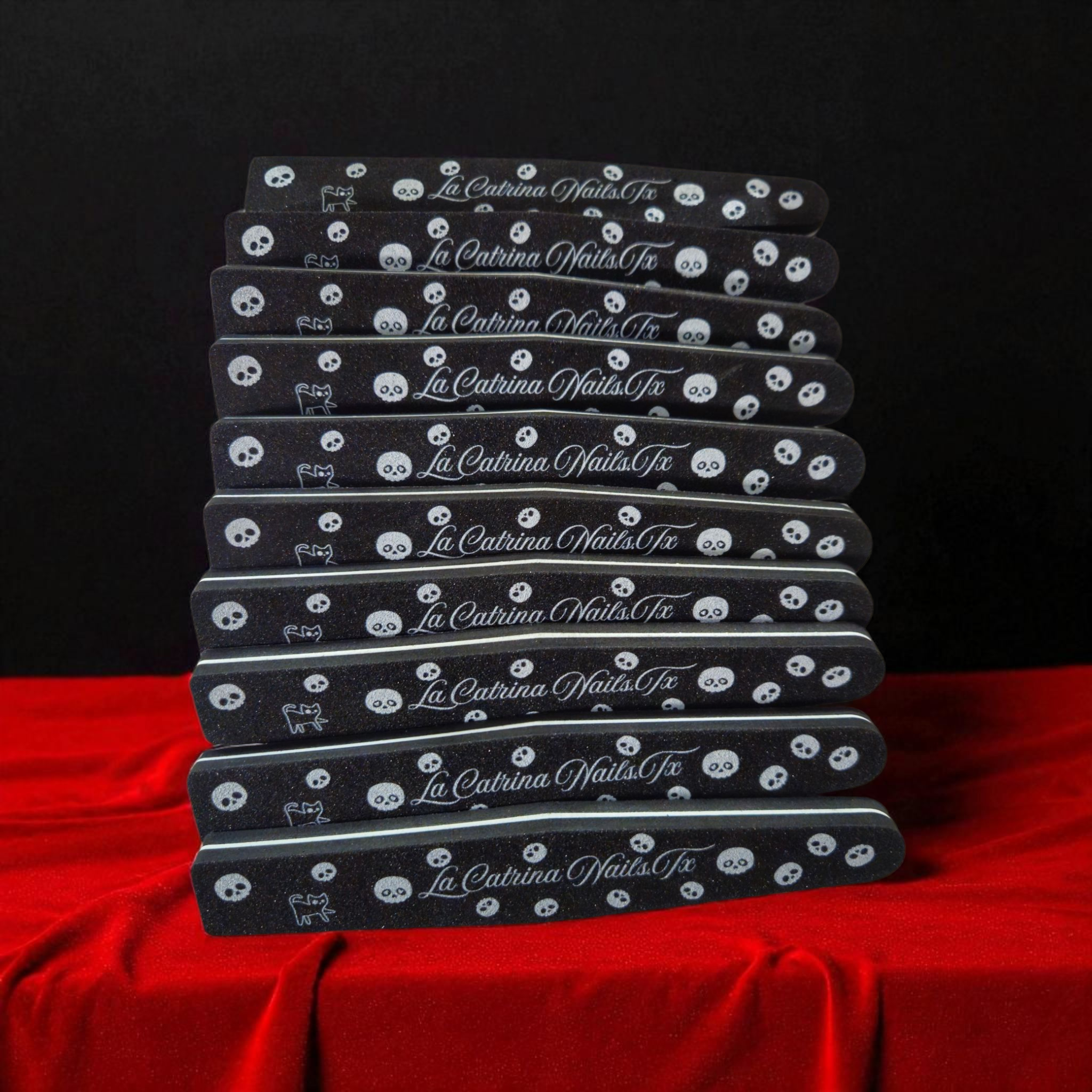 10 Black La Catrina Nails.TX Nail Files