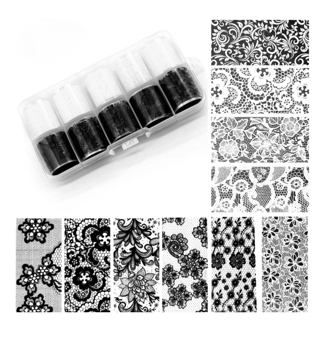 Black and White Lace Foil