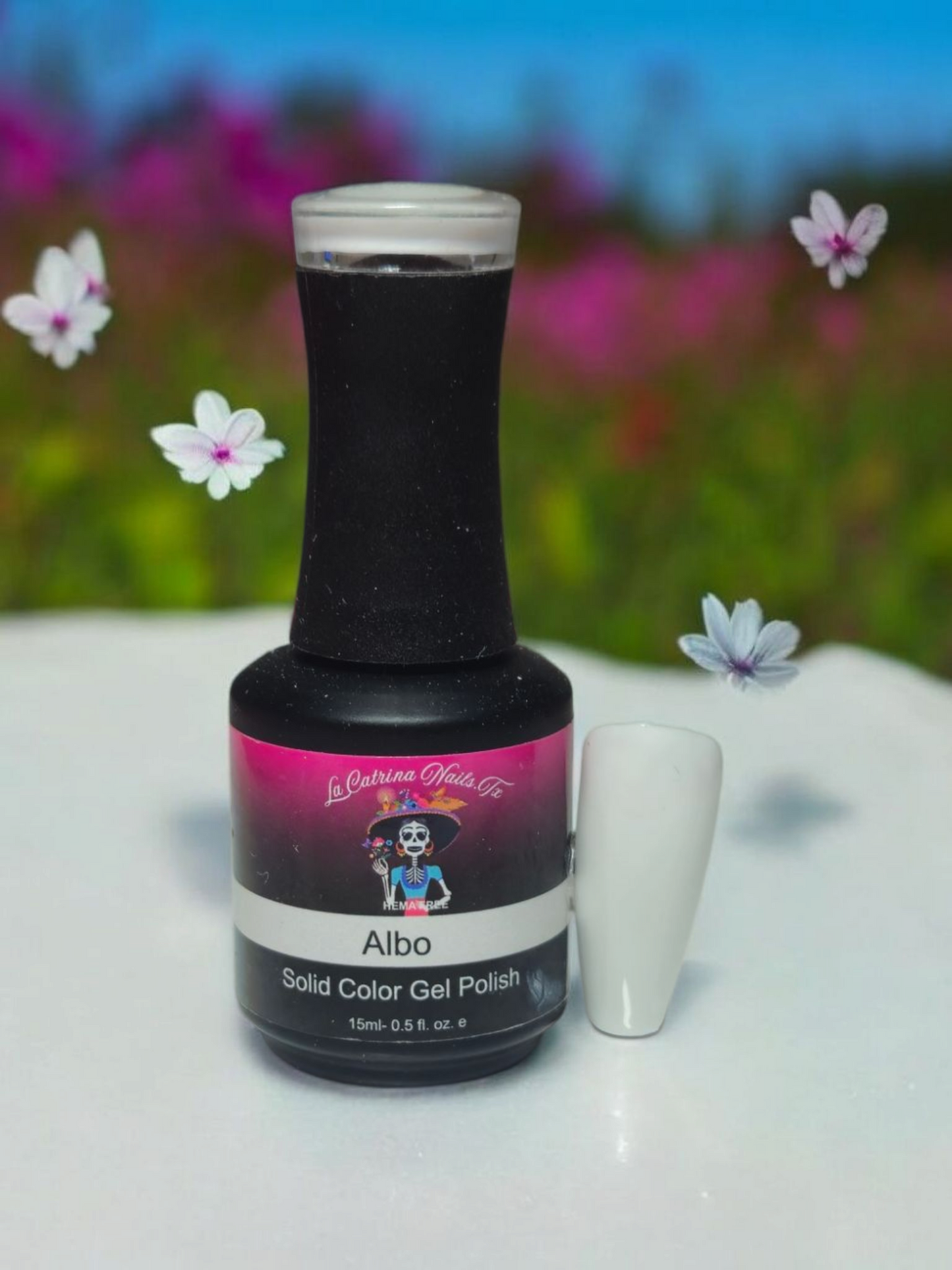 Complete collection of La Catrina Nails.Tx HEMA-free Polishes